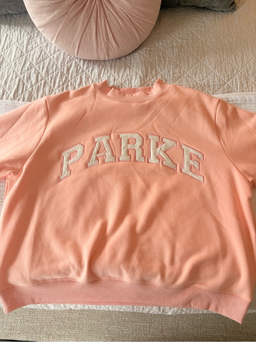 PARKE Pink Crewneck Sweatshirt with White Lettering